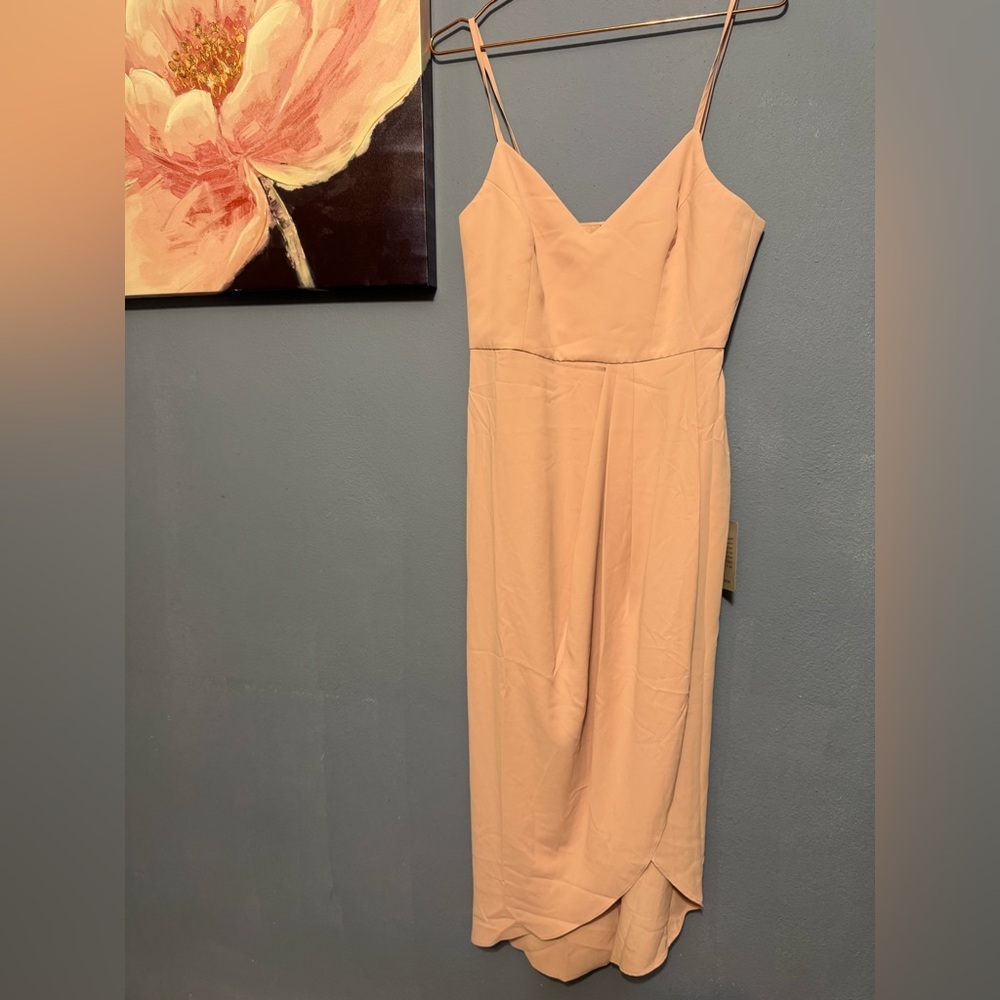 Lulu's Dusty Pink Sheath Midi Dress Spaghetti Strap